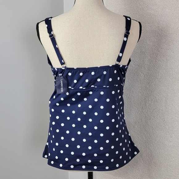 Lands' End Deep Sea Polka Dot V-Neck Wrap Underwire Tankini Swim Top Sz 12 NEW‎ - Picture 3 of 14
